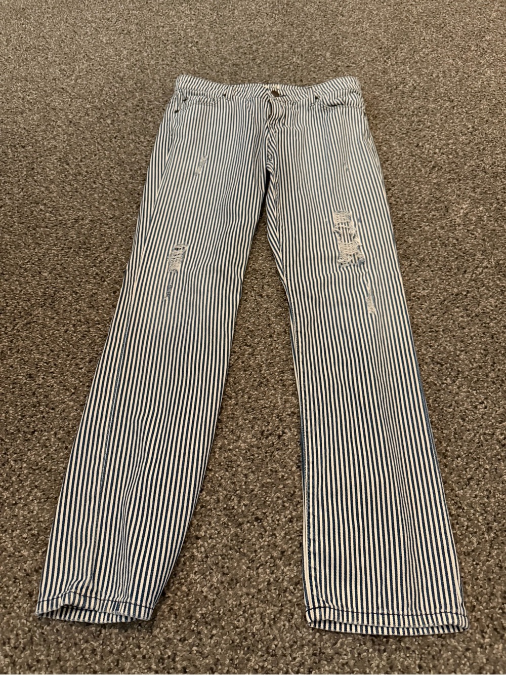 David Kahn Navy & White Striped womens Straight Jeans